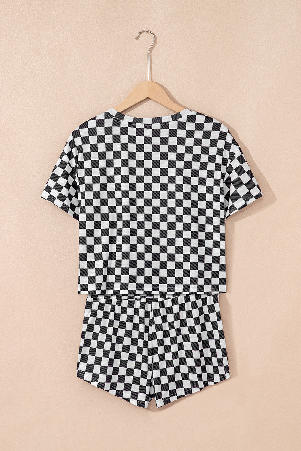 Checkerboard T Shirt and High Waist Skorts 2 Piece Outfit