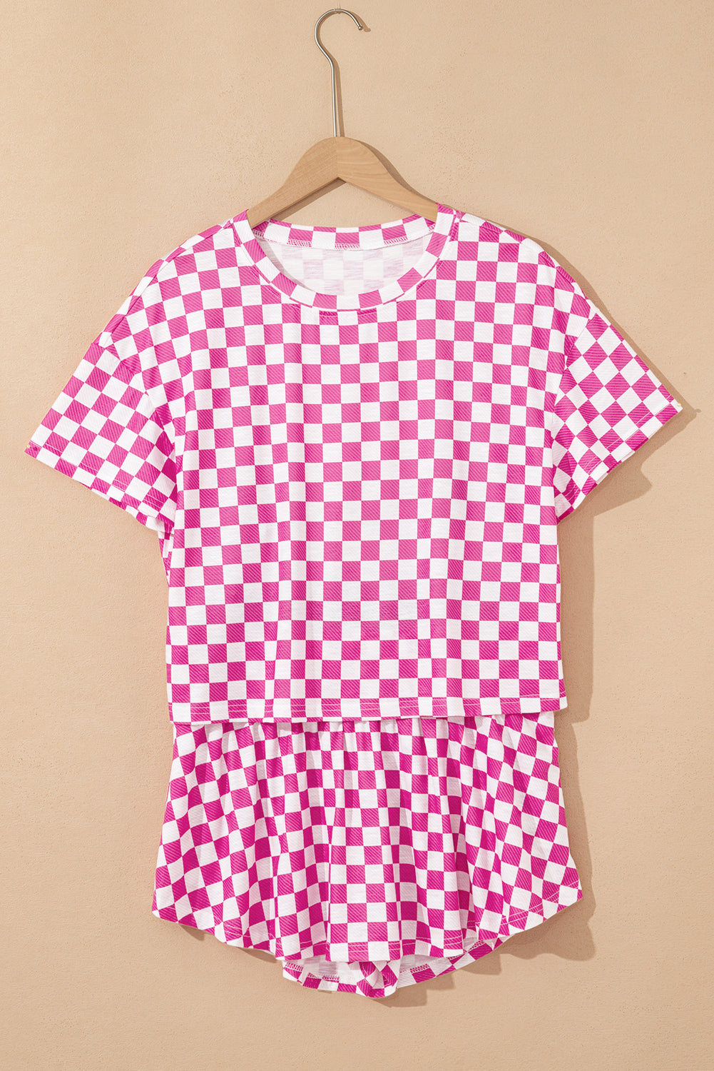 Checkerboard T Shirt and High Waist Skorts 2 Piece Outfit